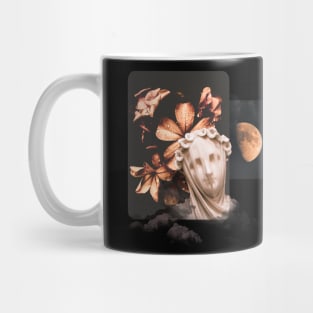 Aesthetics, darkness, gothic, romantic, moon, dark academia, love, romantic, statue, vintage, retro, artistic, artsy, classy, butterfly, flowers, floral Mug